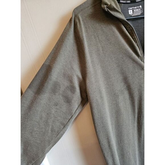Mens Olive Green Carhartt Force Quarter Half Zip Long Sleeve Pullover Sz Small - Picture 2 of 8